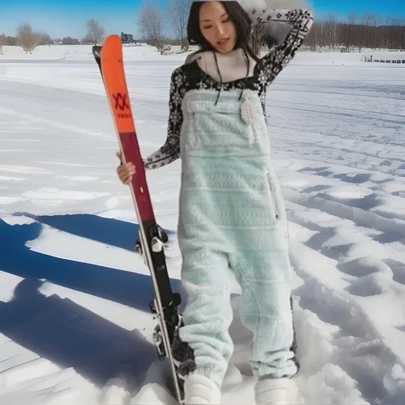 Free People Movement Hit the Slopes Salopette Size M NWT  Mint Geo Snow Bib - Picture 13 of 17